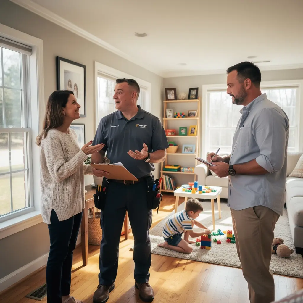 Widok na przestronną kuchnię w domu na sprzedaż, z nowoczesnymi urządzeniami.