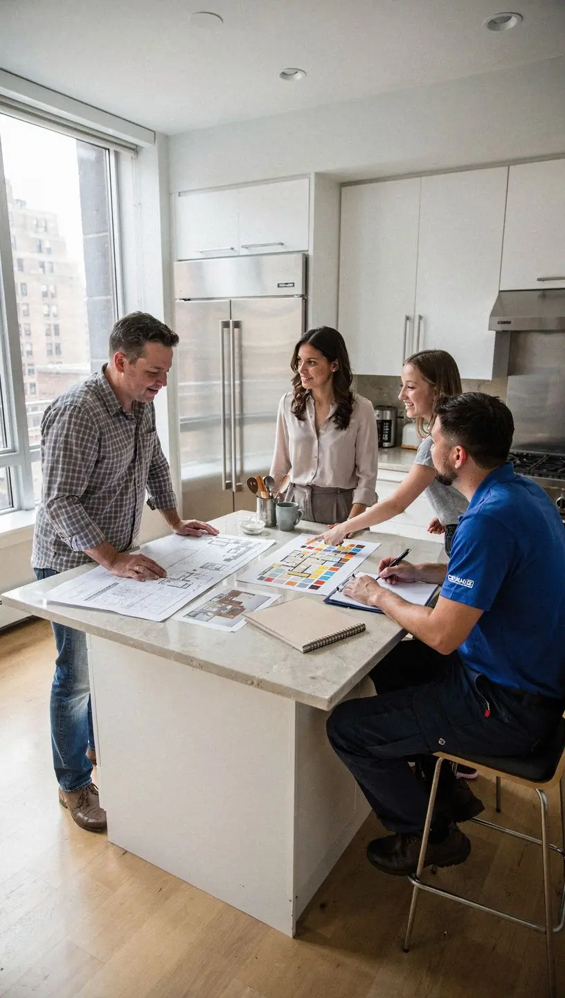 Rodzina przeglądająca dom podczas wizyty, z uśmiechami na twarzach i entuzjazmem w oczach.