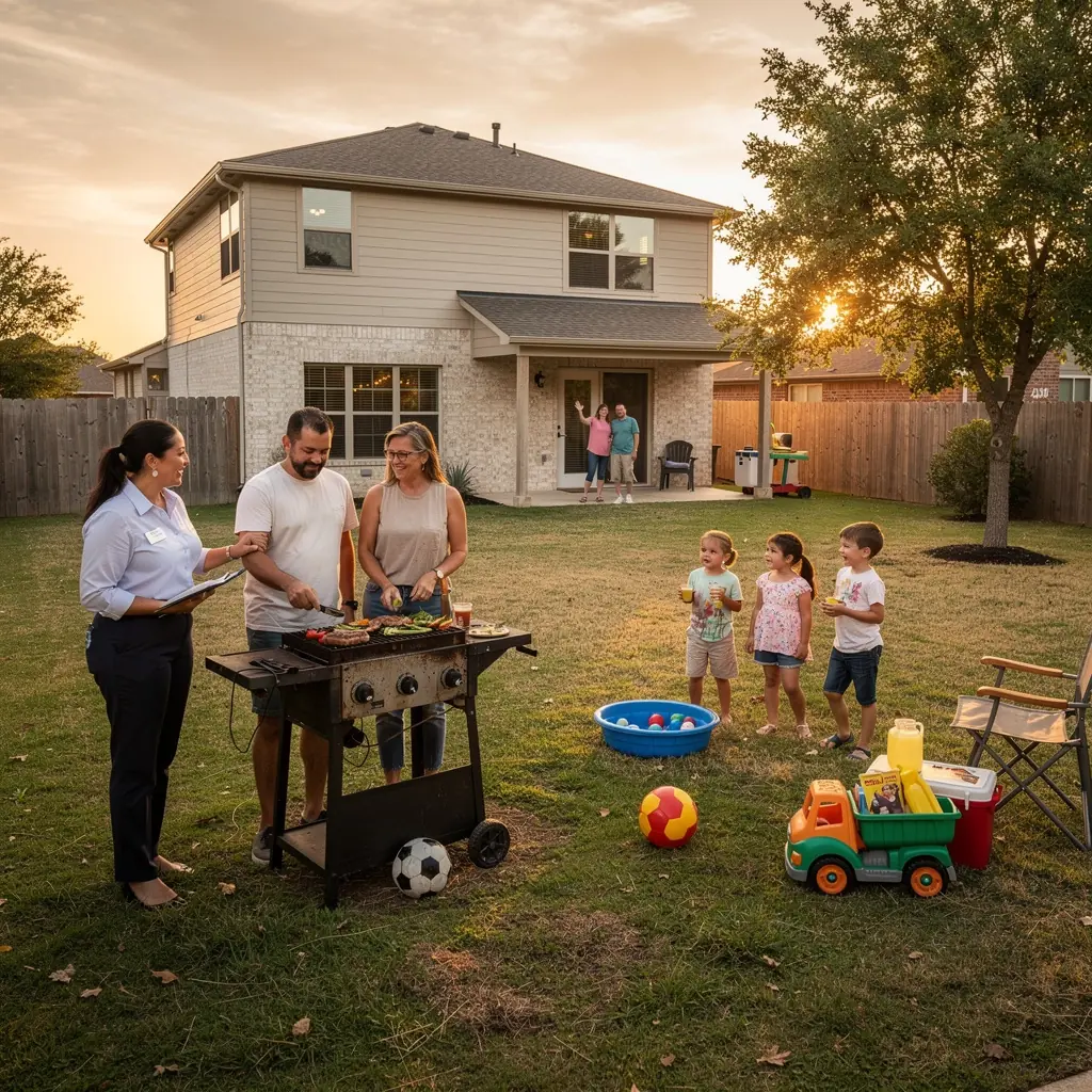Widok na przestronny salon w nowoczesnym domu na sprzedaż.