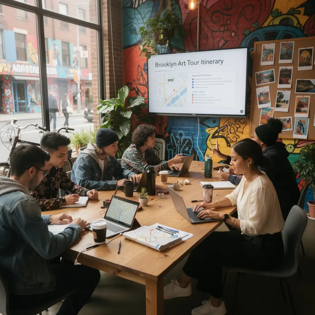 Planowanie trasy podróży z mapą i notatkami.